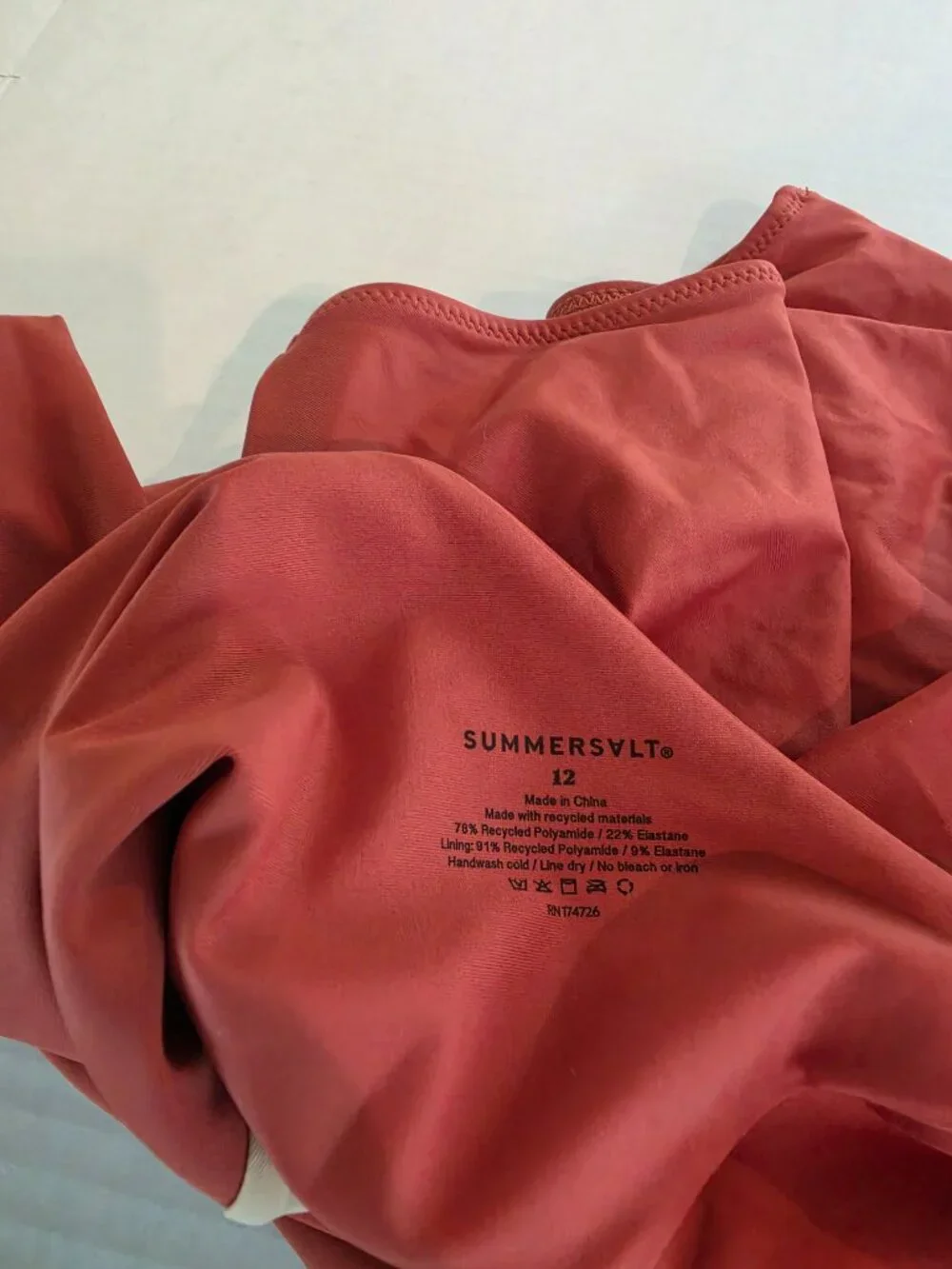 Summersalt Ruched Sidestroke One Piece Swimsuit Size 12